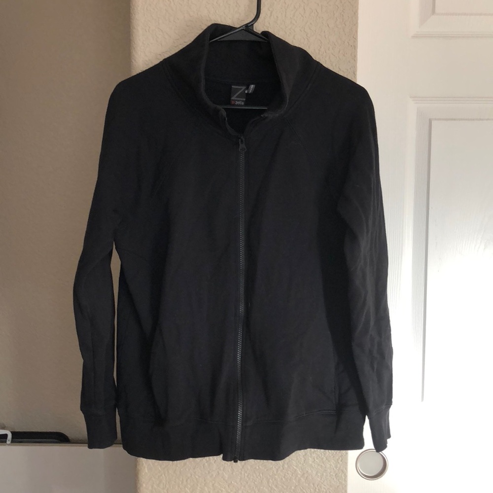 Zella black zip up crew neck